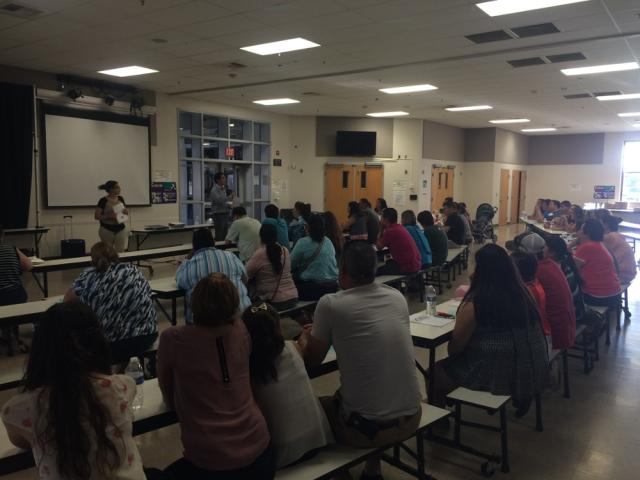 Parents attending a evening workshop at one of our partner schools